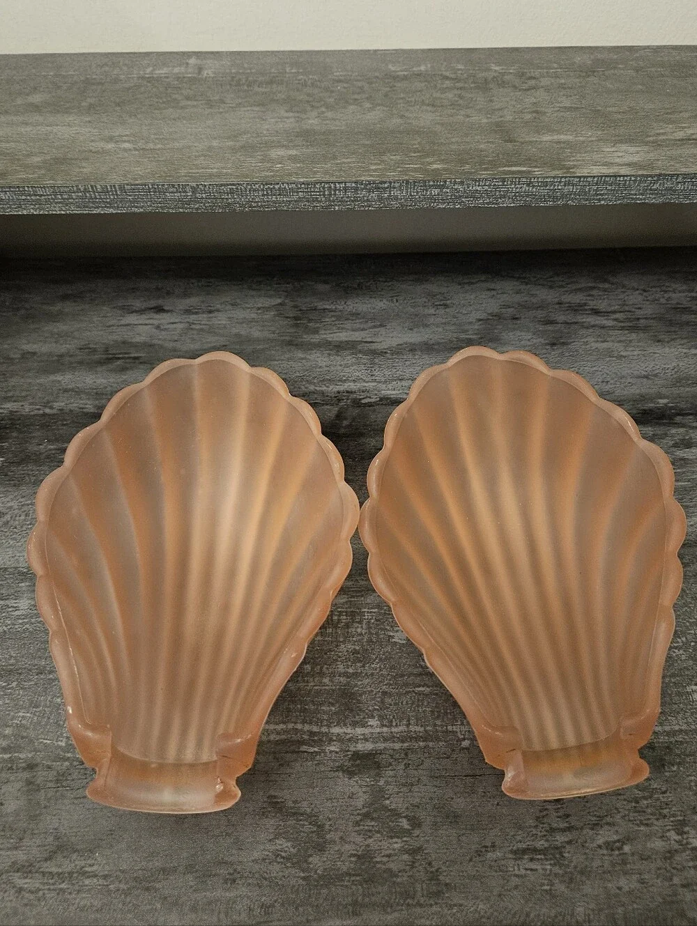 Vintage Art Deco Style PINK SATIN GLASS Slip Shades Sconces- Set Of 2